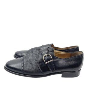 Vito Rufolo Men's Black Italian Leather Almond Monk Strap Oxford Dress Shoes 10